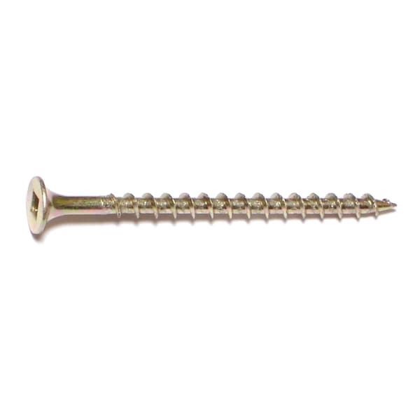 Midwest Fastener Wood Screw, #6, 2-1/4 in, Zinc Yellow Steel Flat Head Square Drive, 25 PK 30726 - main